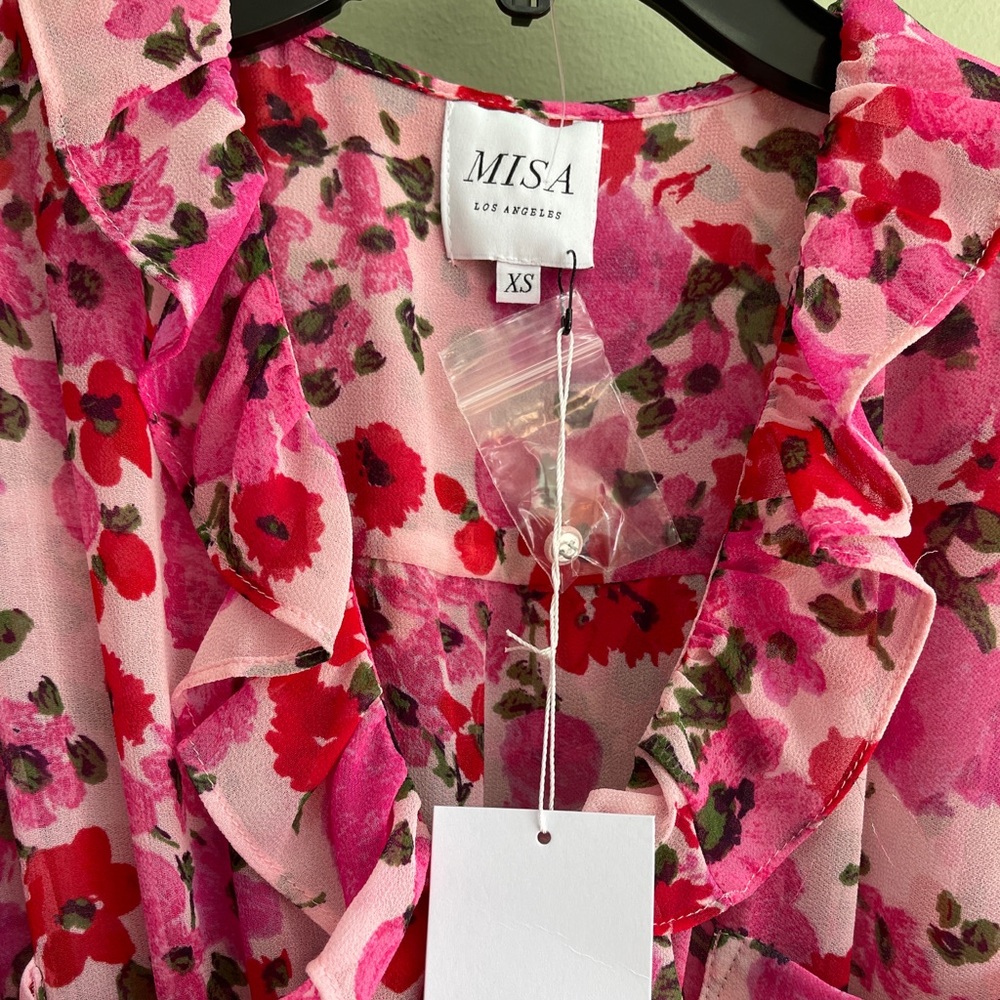 MISA LOS ANGELES Samantha ruffles airy pink dress